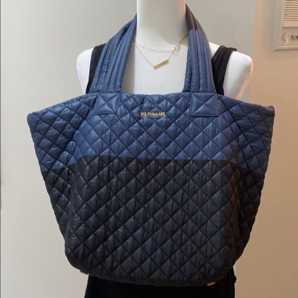 MZ Wallace Navy and black medium size tote.